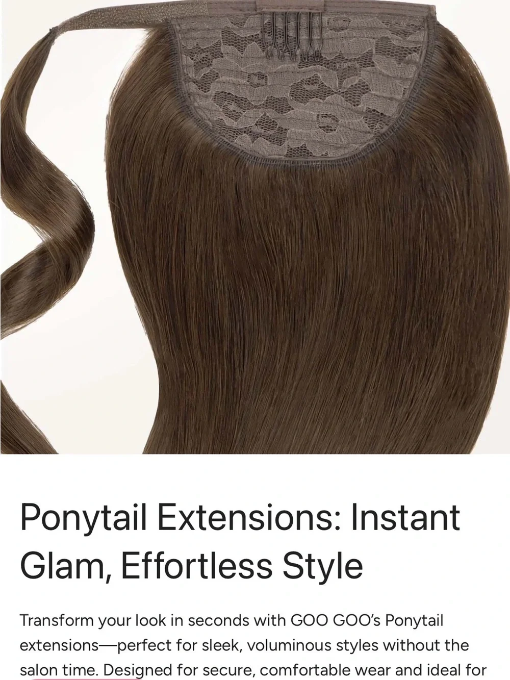 Goo Goo Long High Ponytail Clip-In Extension - Dark Brown 18 inch